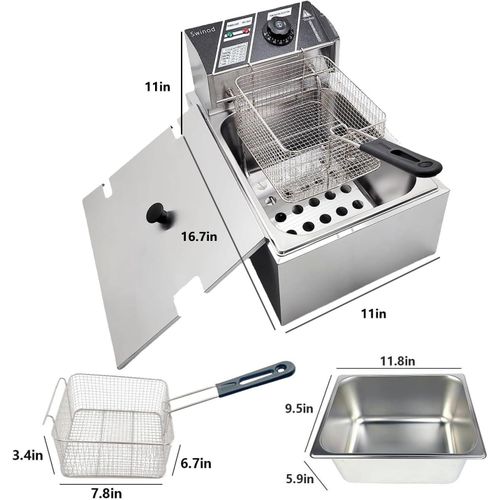🍟Globalstar 6 LITRES STAINLESS STEEL 6L SINGLE TANK Energy Efficient Double Electric Chips /Chicken /MANDAZIS Deep Fryer Machine chips fryer 6L Single