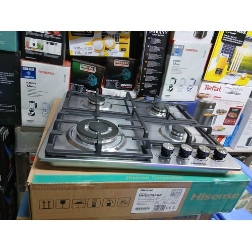 Hisense Built In Table Top Cooker 4Gas (1WOK) In Built Cooker Burner Stainless Steel Top Cooker Automatic Ignition High Quality Cast Iron Pan Support (Can Be Used As Inbuilt OR Table Top) + Hood Kitch