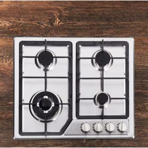 Hisense Built In Table Top Cooker 4Gas (1WOK) In Built Cooker Burner Stainless Steel Top Cooker Automatic Ignition High Quality Cast Iron Pan Support (Can Be Used As Inbuilt OR Table Top) + Hood Kitch