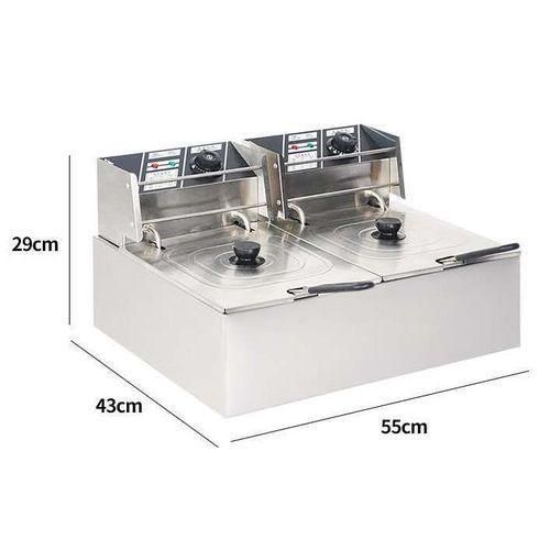 Macro  12 LITRES STAINLESS STEEL 6+6L Double TANK Energy Efficient Double Electric Chips, Chicken or MANDAZIS Deep Fryer Machine.