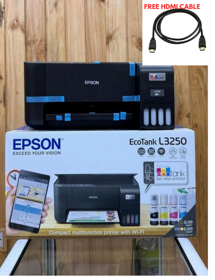 Brand New Epson Printer Epson L3250 ECOTANK Printer Black in Color, Print, Scan, Copy and Wireless| All in one Office Printer | Portable  easy to install ,Wireless EPSON Printer WIFI ENABLED 🖨