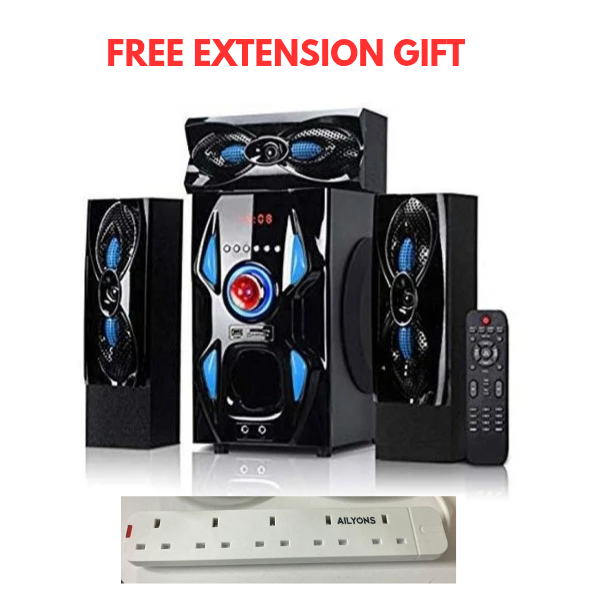 LIMITED DEAL Sayona 3.1 Channel subwoofer SHT 1217BT, 12000W P.M.P.O WITH FREE EXTENSION GIFT .Remote LED Display Compatible with DVD, CD, MPEG-4, MP3 & WMA Aux/Digital FM read