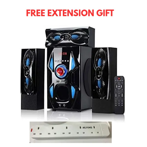 LIMITED DEAL Sayona 3.1 Channel subwoofer SHT 1217BT, 12000W P.M.P.O WITH FREE EXTENSION GIFT .Remote LED Display Compatible with DVD, CD, MPEG-4, MP3 & WMA Aux/Digital FM read