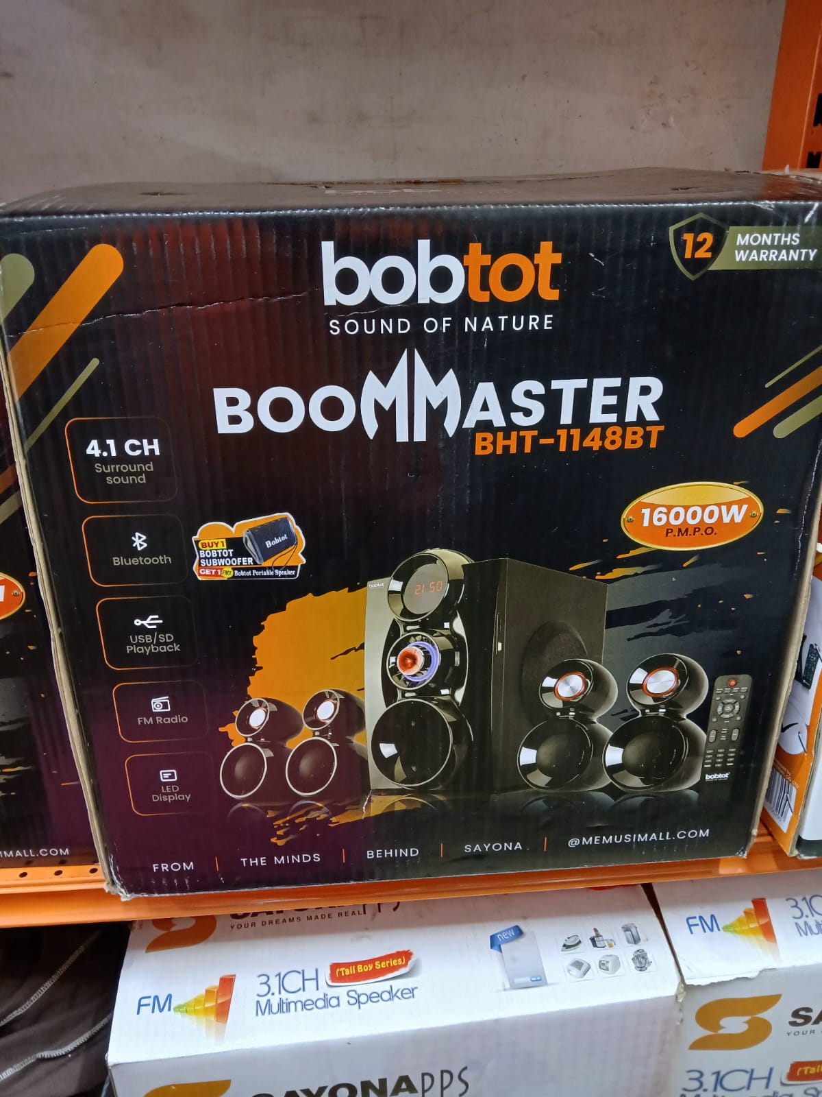 Sayona Bobtot BooMMaster BHT-1148BT 4.1CH Sub Woofer System 16,000W of Pure heavy Bass! 🔥
