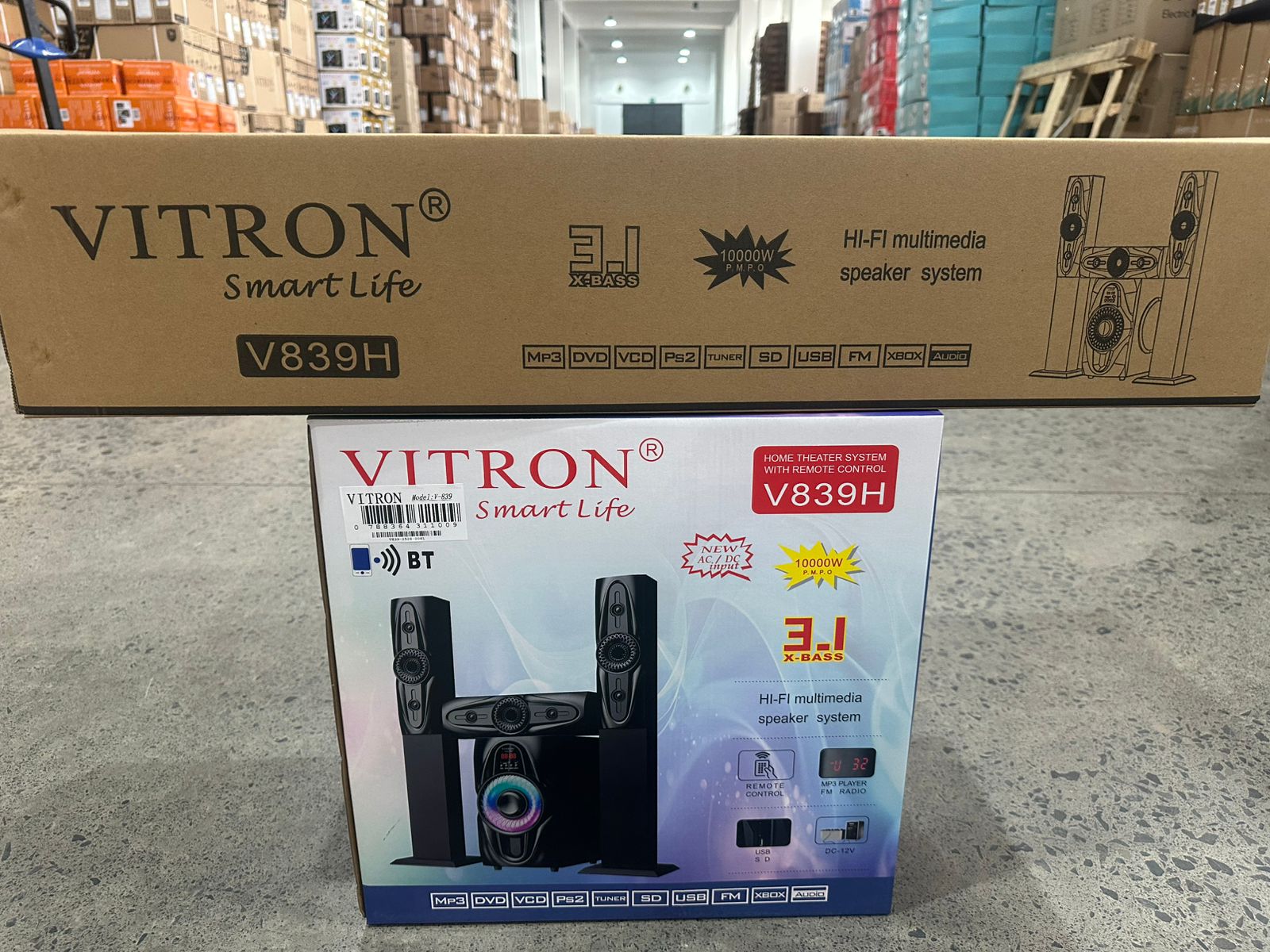 Vitron V838 TALL BOY SUB WOOFER HOMETHEATRE SPEAKER SYSTEM-BLUETOOTH/FM/USB-10,000 Watts