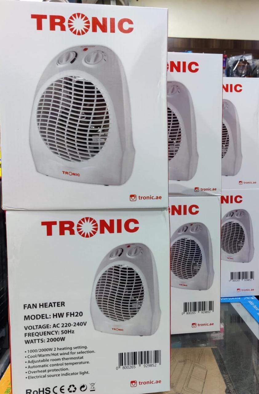 Tronic  Room Heater Fan HWFH20 – 1500W/750W Dual Heat Settings + Fan Mode – Energy Efficient