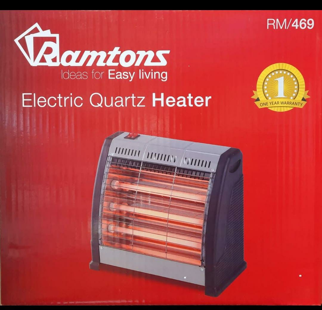 Ramtons Electric quartz Room heater RM-469 with fan. 400-1200W Ramtons room heat with 3 quartz heating elements