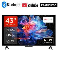 TCL 43 Inches  4K UHD V6C/V6D model, HDR Smart Google TV Ultra HD Direct LED, Netflix, YouTube, Dolby Audio,sleek bezel-less  design With Free Gift of Wall Mount and TV GUARD