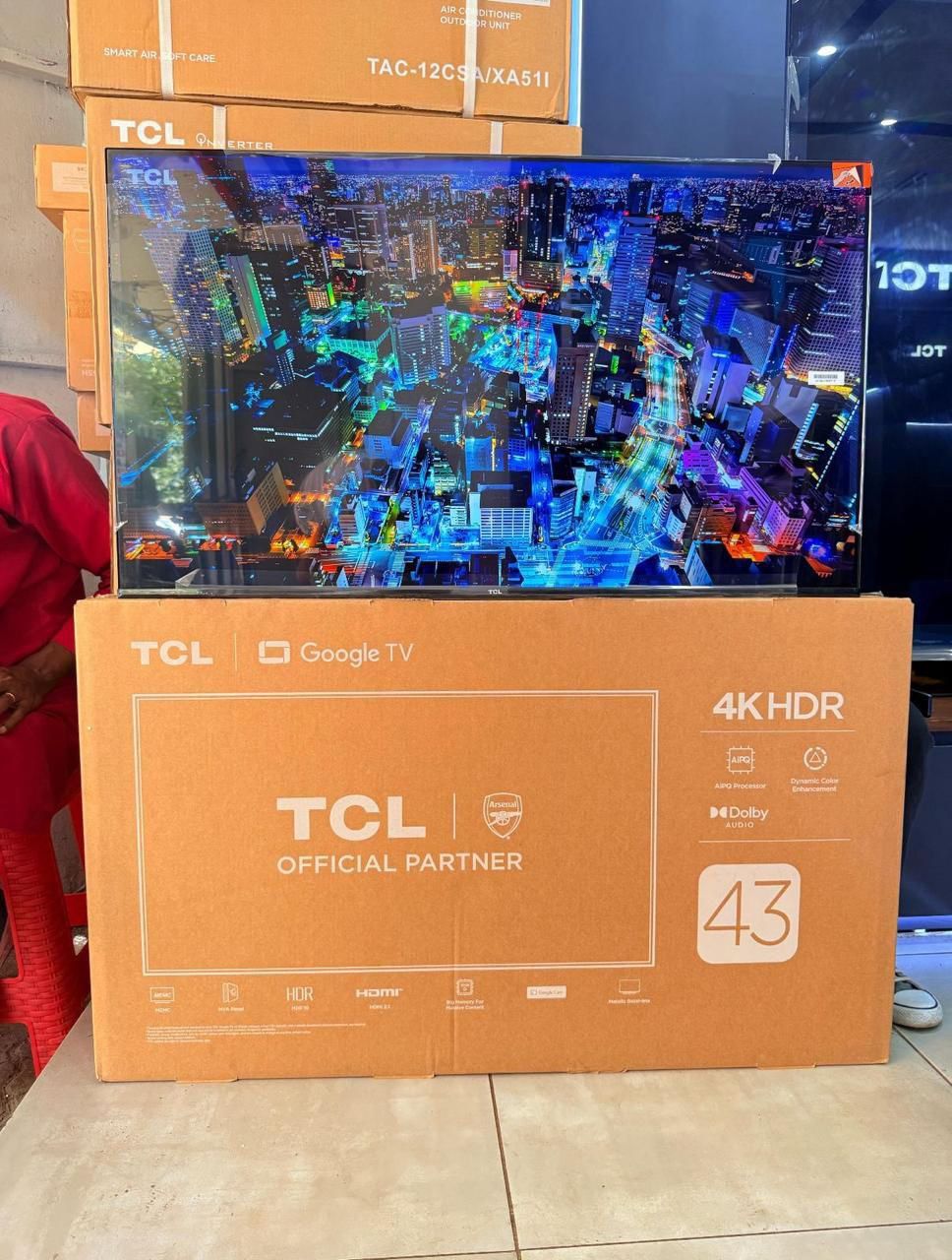 TCL 43 Inches  4K UHD V6C model, HDR Smart Google TV Ultra HD Direct LED, Netflix, YouTube, Dolby Audio,sleek bezel-less  design With Free Gift of Wall Mount and TV GUARD