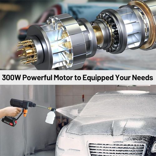 96V Premium Quality Car Washer Car Washing Portable Jet Spray Gun with Foam Generator Nozzle and 2 Rechargeable Lithium Batteries.