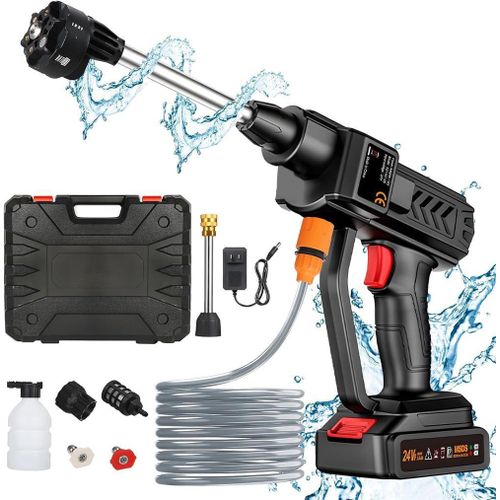 96V Premium Quality Car Washer Car Washing Portable Jet Spray Gun with Foam Generator Nozzle and 2 Rechargeable Lithium Batteries.