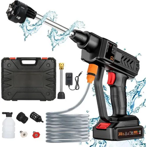 96V Premium Quality Car Washer Car Washing Portable Jet Spray Gun with Foam Generator Nozzle and 2 Rechargeable Lithium Batteries.