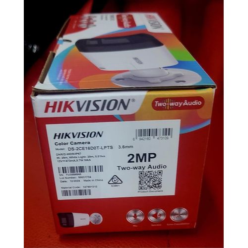 Hikvision Bullet Camera With  Two-Way Audio built-in microphone and speaker, Smart Hybrid Light, 25m Night Vision, IP67 Weatherproof