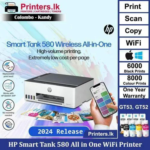 🔥 HP Smart Tank 580 All-in-One Printer 🖨️ Wireless, Print, Scan, Copy - Massive Ink Savings! 🚀