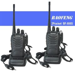 BAOFENG BF-888S Walkie Talkies for Adults Long Range Two Way Radios with Headphones 16 Channels Rechargeable Handheld 2 Way Radio with Flashlight Li-ion Battery and Charger (Pack of 2)