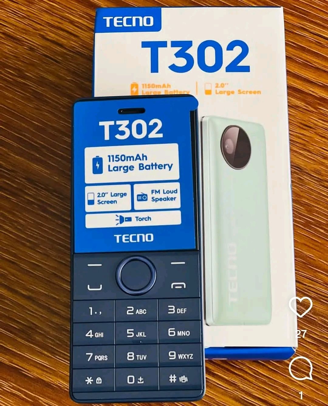 TECNO KABAMBE.Tecno T302 Dual SIM Feature Phone: Ultra-Slim Portable Mobile with Long-Lasting 1150mAh Battery, Large 2.0-Inch Display,. Kabambe