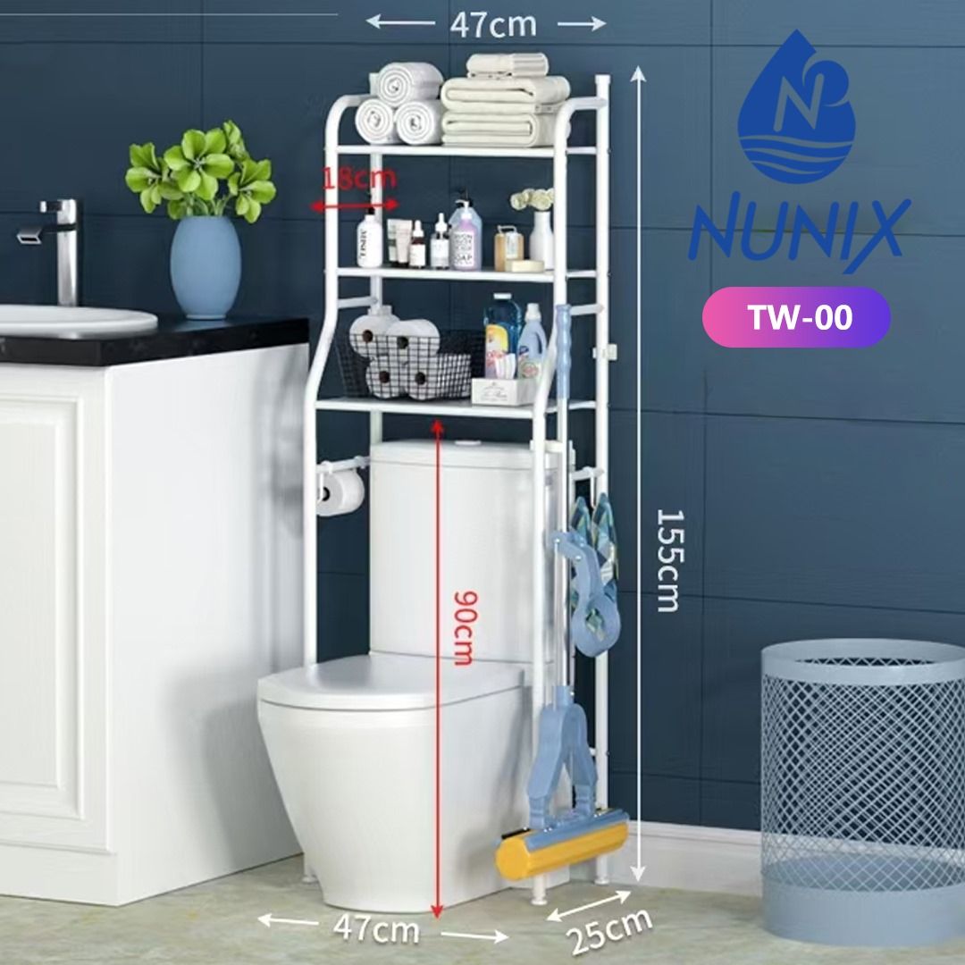 3 layers Bathroom organizer.Over-the-Toilet 3-Tier Bathroom Storage Organizer Rack Heavy-Duty Space-Saving Metal Shelving Unit for Towels, Toiletries & Cleaning Supplies with Side Hooks and Adjustable