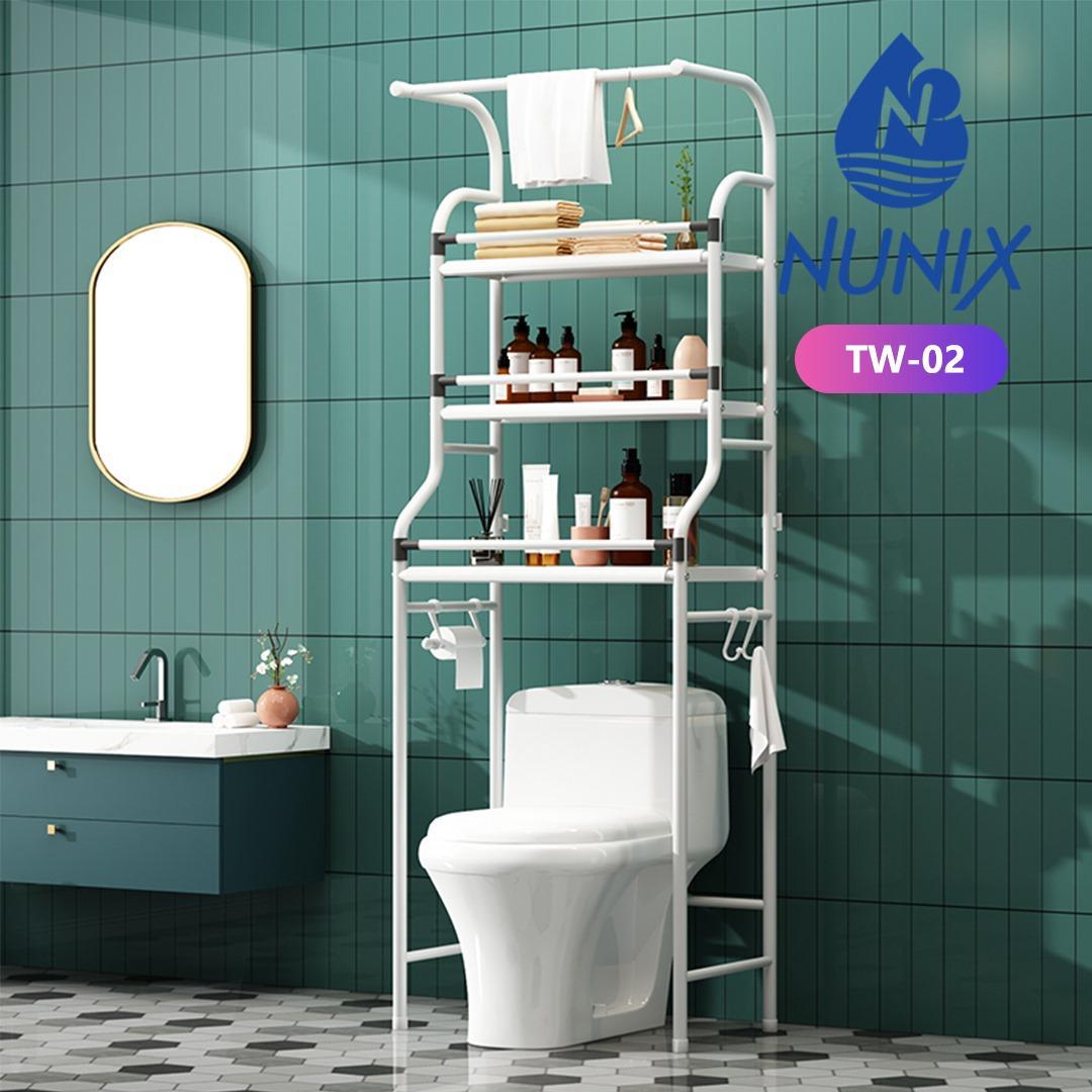 3 layers Bathroom organizer.Over-the-Toilet 3-Tier Bathroom Storage Organizer Rack Heavy-Duty Space-Saving Metal Shelving Unit for Towels, Toiletries & Cleaning Supplies with Side Hooks and Adjustable