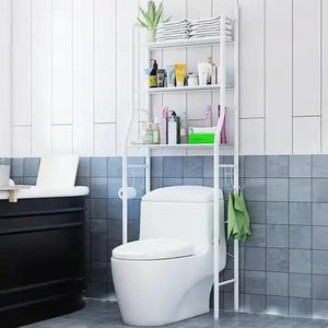 3 layers Bathroom organizer.Over-the-Toilet 3-Tier Bathroom Storage Organizer Rack Heavy-Duty Space-Saving Metal Shelving Unit for Towels, Toiletries & Cleaning Supplies with Side Hooks and Adjustable