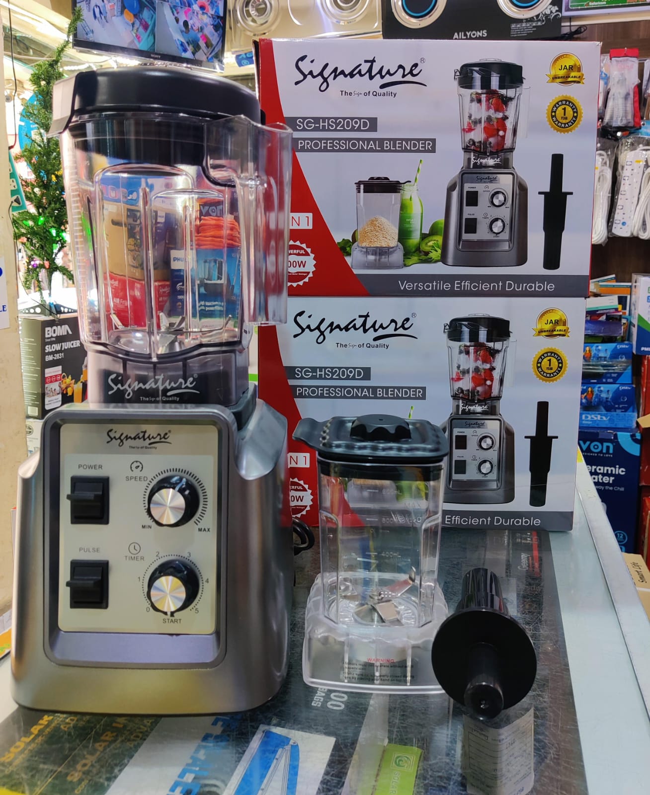 Signature Heavy duty 5L Commercial Blender for Smoothies 1800W, Stainless Steel Blade, Heavy-Duty Commercial Blender for Restaurant, Smoothies, Ice Crush, Shakes, and uji power Self-Cleaning