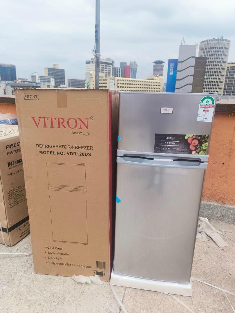 Vitron 125L Double Doors Refrigerator Enerygy Saving Fridge and Freezer with 2L Bottle Rack VDR128DS Silver