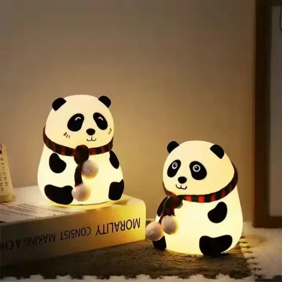 Cute Panda Night Light, Cute Night Light for Kids, 7 Colors Changing Rechargeable Portable Silicone Nightlight, Kawaii Aesthetic Room Décor