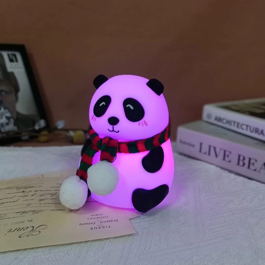 Cute Panda Night Light, Cute Night Light for Kids, 7 Colors Changing Rechargeable Portable Silicone Nightlight, Kawaii Aesthetic Room Décor