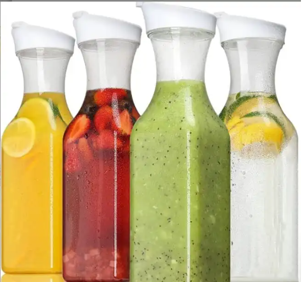 Juice Carafe 1.5 liters with Lids Airtight Drink Pitcher for Fridge Storage Easy Pour Milk Container Beverage Bottles for Bar Freezer