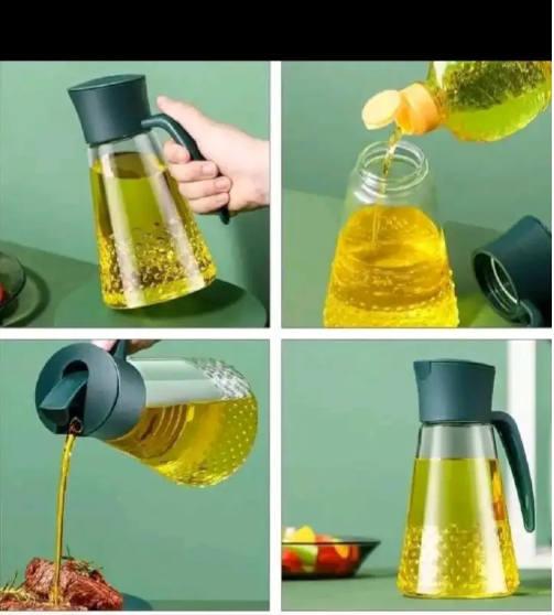 Automatic Oil Dispenser Bottle – Leak-Proof Glass Oil Pourer with Easy Press Lid for Kitchen Cooking )