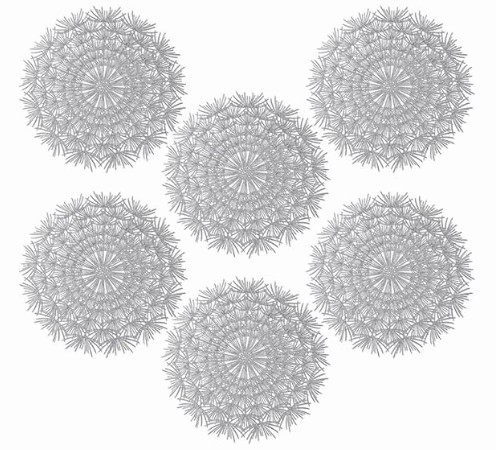 6pcs table mats PCV Placemats for Dining Table Set of 6，Stain Resistant Washable Durable Metallic Pressed Vinyl Fancy Kitchen Mats