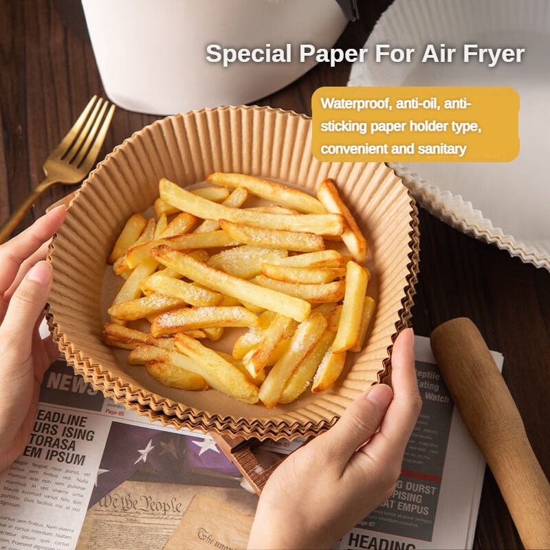 50pcs Air Fryer Paper Liner Disposable Airfryer Paper Mat Round Airfryer Paper Steamer Mat Baking Mats Air Fryer Accessories Oil-proof Non-stick Cook Tools Kitchen Oven Paper Baking Paper Microwave