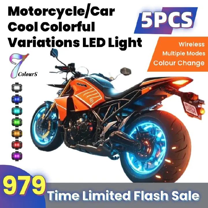 5PCS Motorcycle/Bicycle/Car Cool Colorful Variations LED Light，Anti-collision Warning Light,Mini Signal Light,Drone with Strobe Light,7 Colors Turn Signal Indicator