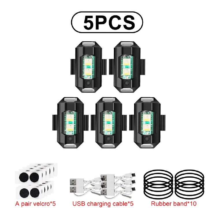 5PCS Motorcycle/Bicycle/Car Cool Colorful Variations LED Light，Anti-collision Warning Light,Mini Signal Light,Drone with Strobe Light,7 Colors Turn Signal Indicator