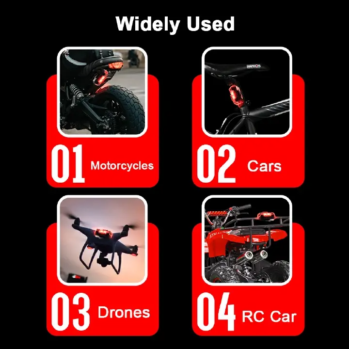 5PCS Motorcycle/Bicycle/Car Cool Colorful Variations LED Light，Anti-collision Warning Light,Mini Signal Light,Drone with Strobe Light,7 Colors Turn Signal Indicator