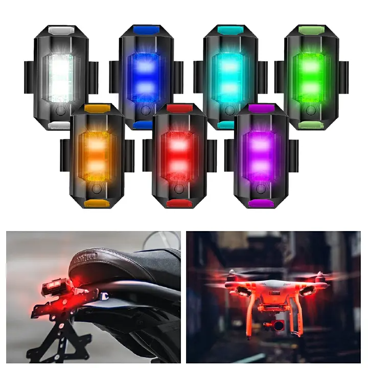5PCS Motorcycle/Bicycle/Car Cool Colorful Variations LED Light，Anti-collision Warning Light,Mini Signal Light,Drone with Strobe Light,7 Colors Turn Signal Indicator