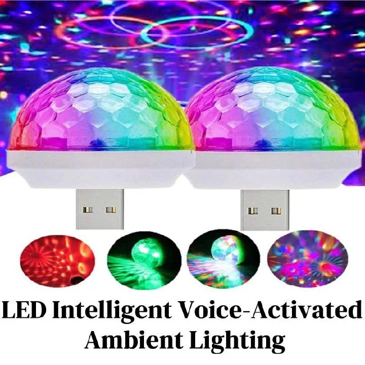 USB Mini Disco Light,Party Lights Ball Sound Activated, Halloween DJ Disco Ball Stage Lights-Multi Colors LED Car Atmosphere Light,Magic Strobe Light for Xmas Parties,Pool,Club,Church,Karaoke