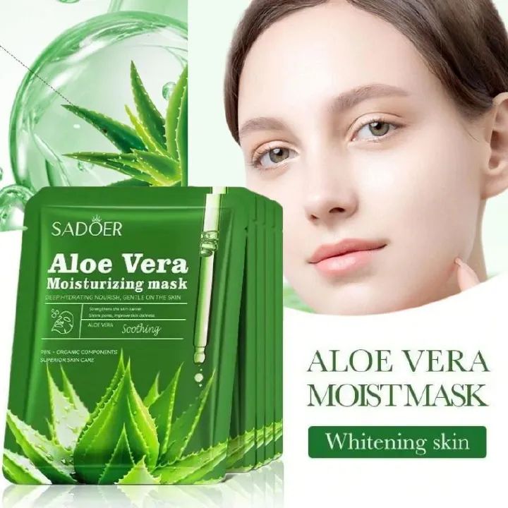 SADOER aloe vera face mask -sadoer skin care set natural plants - moisturize hydrating brightening whitening acne treatment | firming anti-wrinkle deeply nourish smooth anti-dark repair skin
