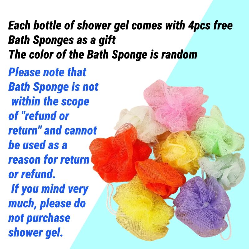 (1pc body wash +4 free bath sponges as a gift)SADOER 500ml OCEAN COOL Men's Body Wash Amino Acid Clean gently Nourishing skin Moisturizing Fragrance Shower Gel remove dirt Remove mites