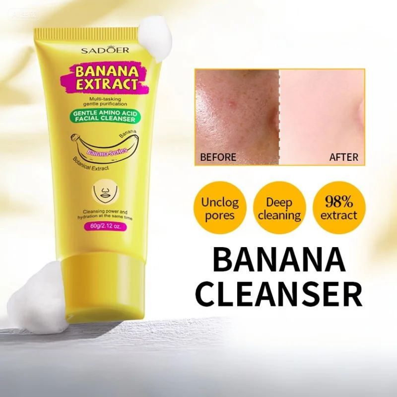 SADOR Banana Face Wash Facial Cleanser Foam Facial cleanser Foam Cleanser Skin Care Face Cleansers Amino Acid Brightening Oil Control Deep Pore Cleanser Sensitive Skin Ph Balanced Natural Skin care