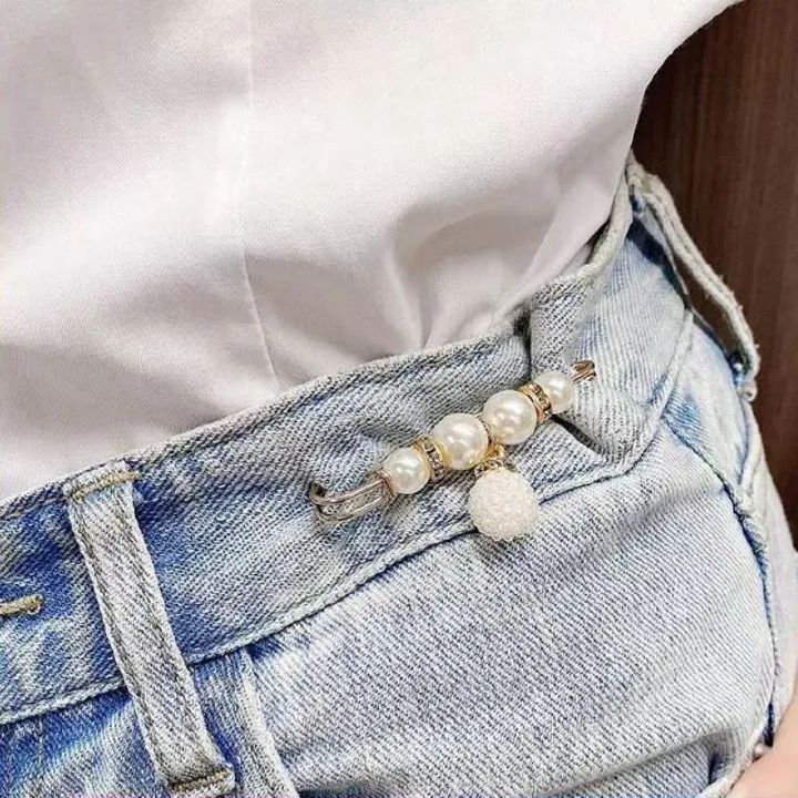 4PCS Multi-purpose Multi-function Imitating Pearl Pin Jewelry, Waist Reduction,pearl Brooch Fixed Girth,decorating Various Clothes/trousers/shirt/dress/sweater/shawl/pant
