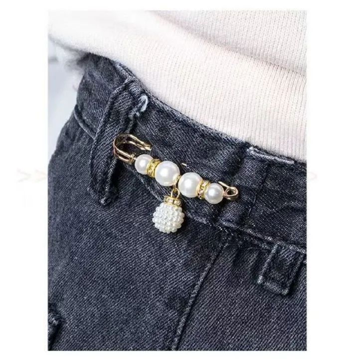 4PCS Multi-purpose Multi-function Imitating Pearl Pin Jewelry, Waist Reduction,pearl Brooch Fixed Girth,decorating Various Clothes/trousers/shirt/dress/sweater/shawl/pant