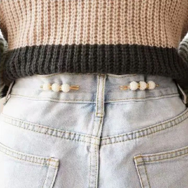 4PCS Multi-purpose Multi-function Imitating Pearl Pin Jewelry, Waist Reduction,pearl Brooch Fixed Girth,decorating Various Clothes/trousers/shirt/dress/sweater/shawl/pant
