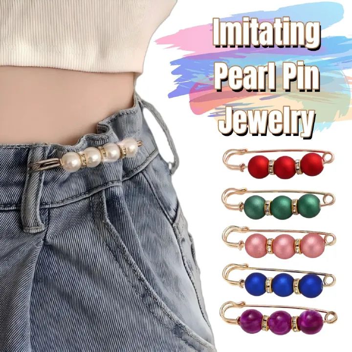 5PCS Multi-purpose Multi-function Imitating Pearl Pin Jewelry, Waist Reduction,pearl Brooch Fixed Girth,decorating Various Clothes/trousers/shirt/dress/sweater/shawl/pant