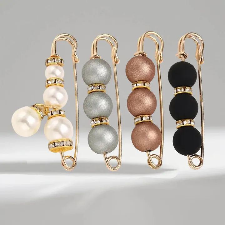 4PCS Multi-purpose Multi-function Imitating Pearl Pin Jewelry, Waist Reduction,pearl Brooch Fixed Girth,decorating Various Clothes/trousers/shirt/dress/sweater/shawl/pant
