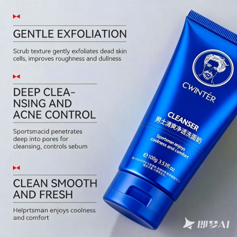 Refreshing Men's Facial Cleanser Men's Face Wash Men's Facial Foam Oil Control Acne/Fight Pimples Deep Cleansing Pore Minimizing Refreshing Exfoliating For Oily Skin Deep Pore Removes Dirt