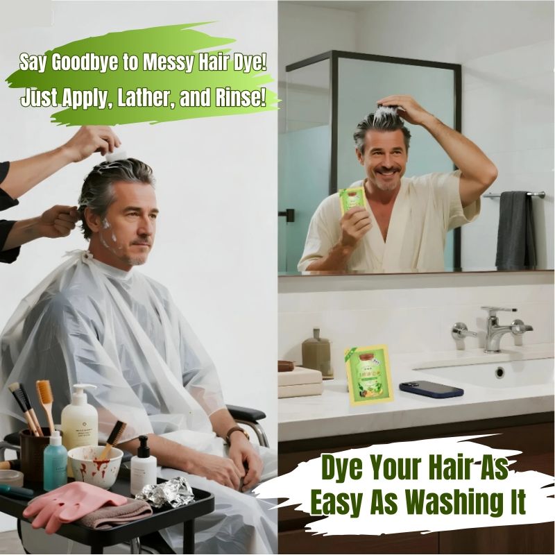 2pcs Black Hair Dye for Men Women White & Gray One Natural Hair Dye Hair Care Hair Natural Herbal Formula Hair Care Safe Hair Color Natural Plant Hair Coloring Kit Hair Colour Conditioning Hair Color