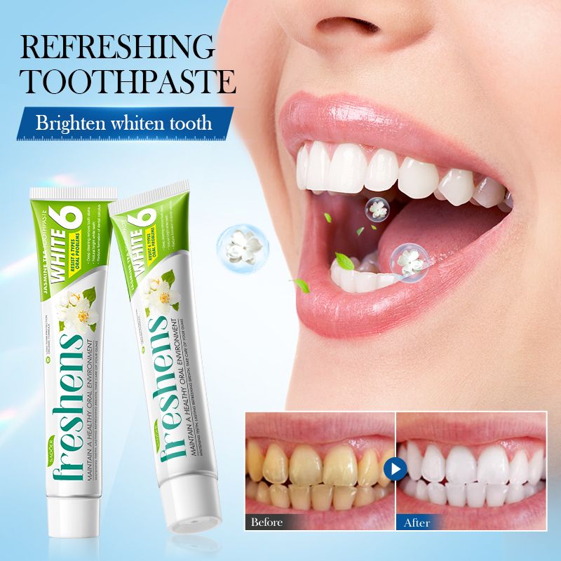 SADOER Probiotics Jasmine Tea Whitening Tooth Herbal Toothpaste Fluoride for Cavity Prevention Clean Teeth Fresh Breath Natural Ingredients Family Use Sensitive Teeth Remove Tooth Stains