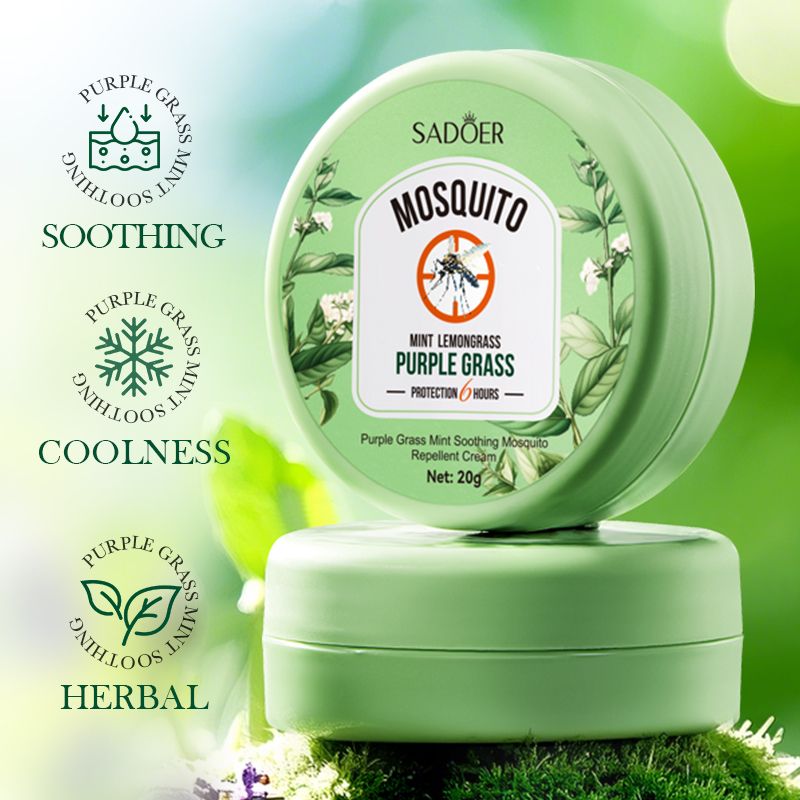 SADOER Natural Herbs Mosquito Repellent Cream Anti-Itch Mint Cooling Itch Relief Cream Gromwell Root Insect Bite Cream Soothing Calms Skin  Reduces Swelling Non-Greasy Fast Absorb Gentle Long-Lasting