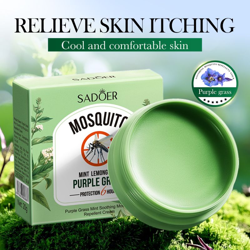 SADOER Natural Herbs Mosquito Repellent Cream Anti-Itch Mint Cooling Itch Relief Cream Gromwell Root Insect Bite Cream Soothing Calms Skin  Reduces Swelling Non-Greasy Fast Absorb Gentle Long-Lasting