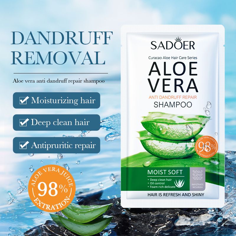 SADOER Natural Aloe Vera Shampoo Anti-Dandruff Shampoo Disposable Hair Repair Shampoo Sachet Aloe Extract Keratin Vitamin E Moisturizing Nourishing Dry Hair Oily Scalp Frizzy Hair Budget-Friendly